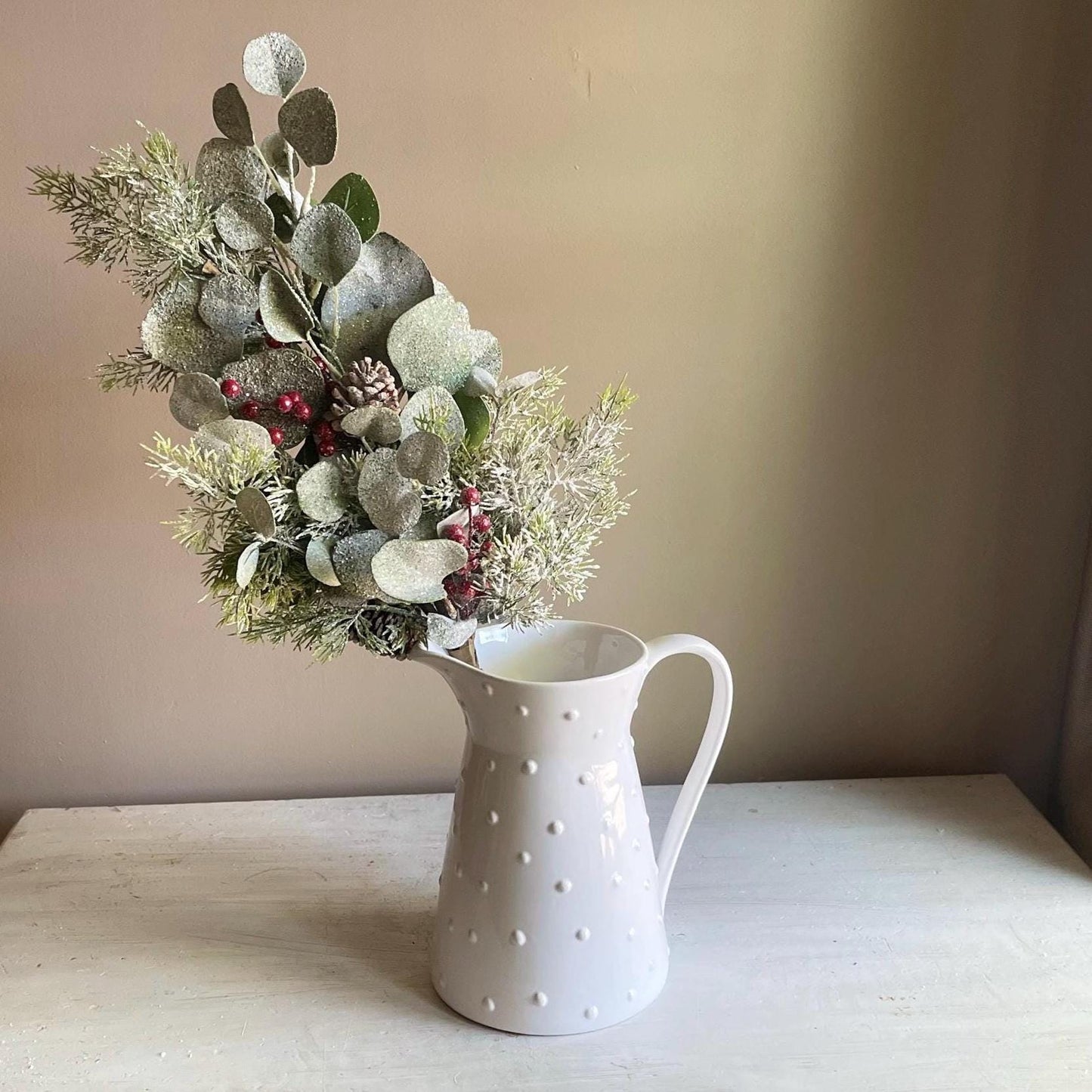 Christmas Greenery - Astoria Eucalyptus Bush with Pinecones & Berries - Christmas Floral