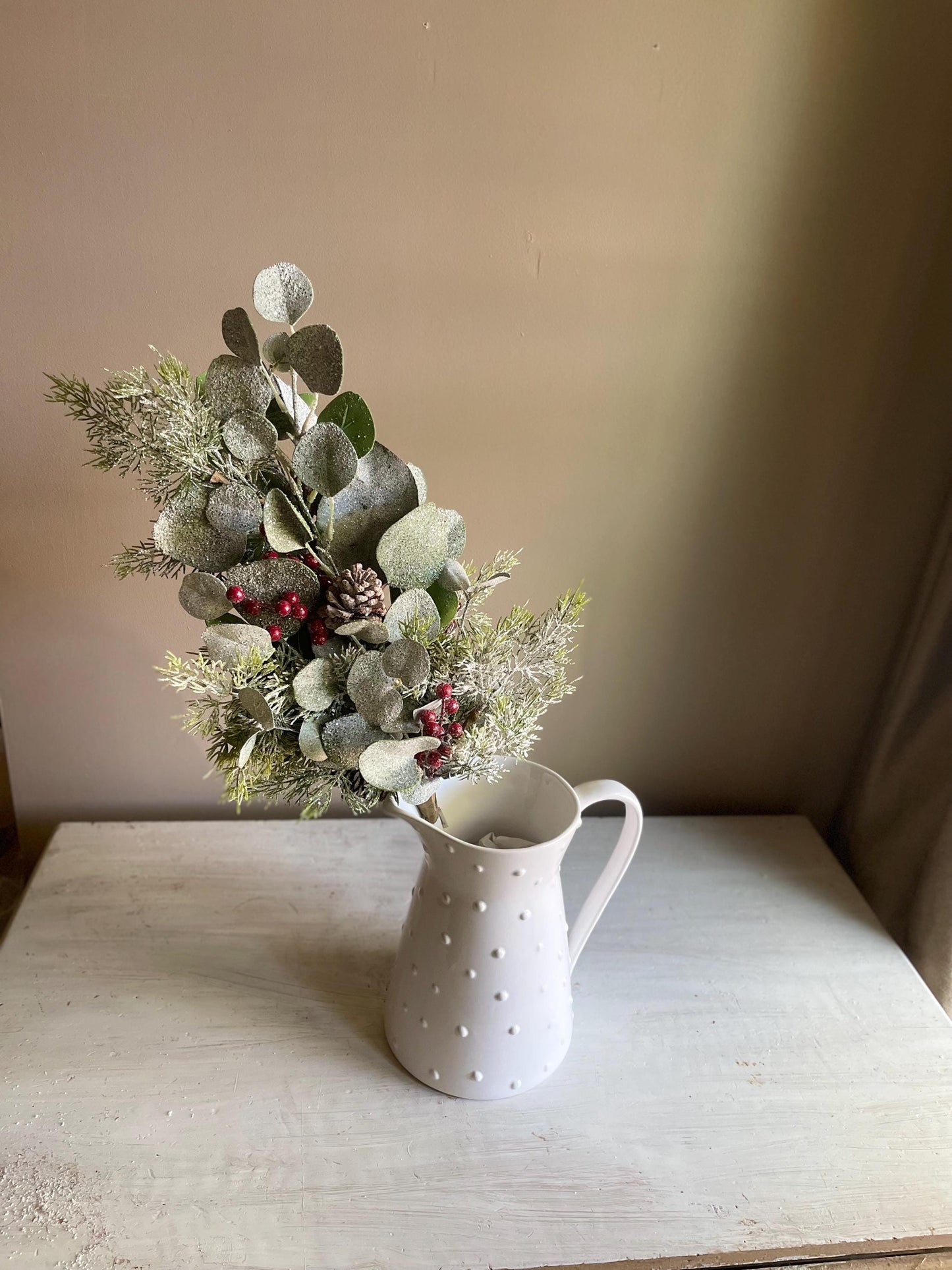 Christmas Greenery - Astoria Eucalyptus Bush with Pinecones & Berries - Christmas Floral