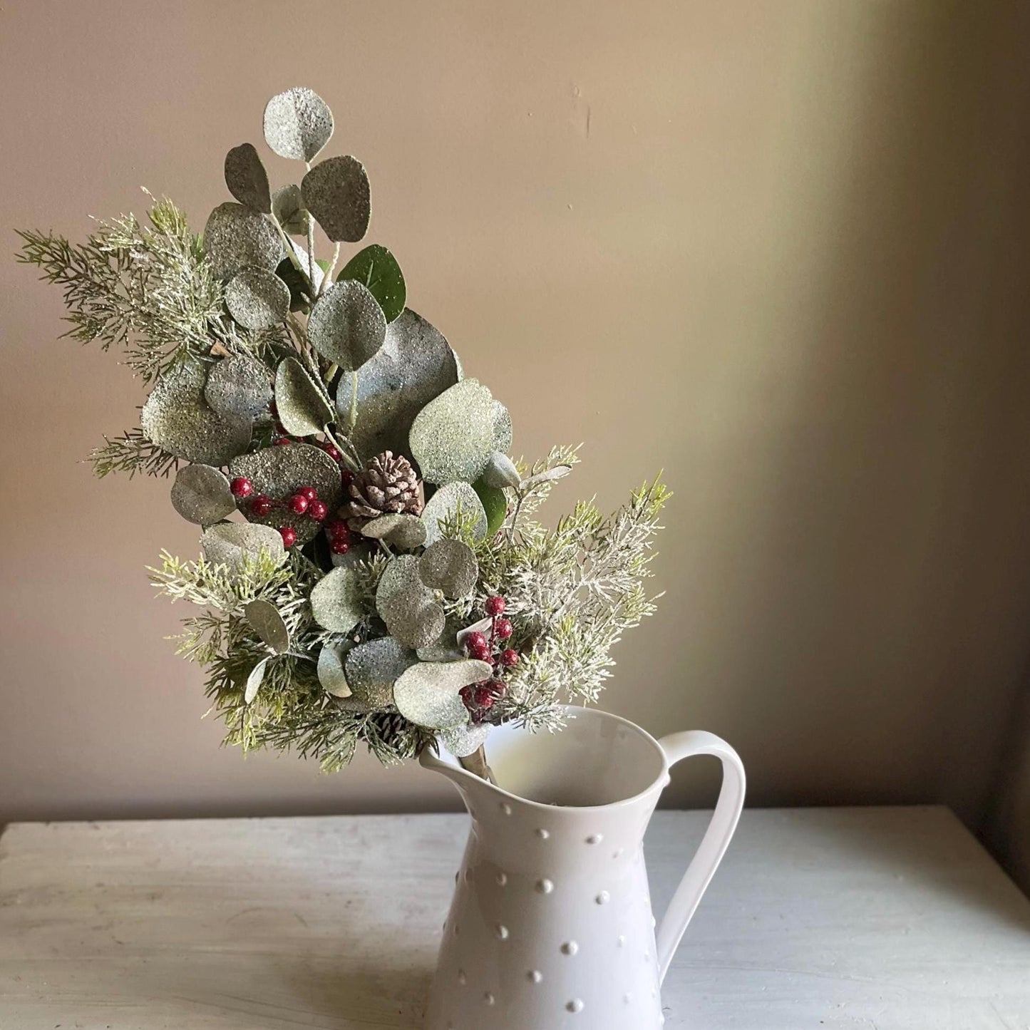 Christmas Greenery - Astoria Eucalyptus Bush with Pinecones & Berries - Christmas Floral
