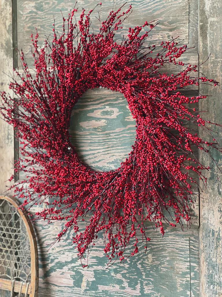 Faux Red Berry Wreath - 26 Inch Winter Wreath