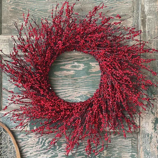 Faux Red Berry Wreath - 26 Inch Winter Wreath