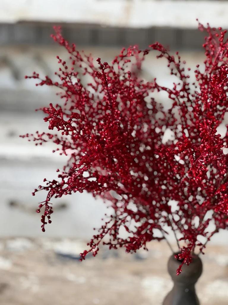 Faux Red Berry Bush - 18 Inch Christmas Florals