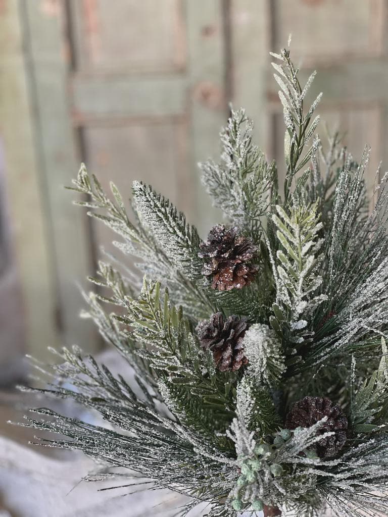 Snow Covered Pine Pick: Christmas Greens, Winter Wreath Supply