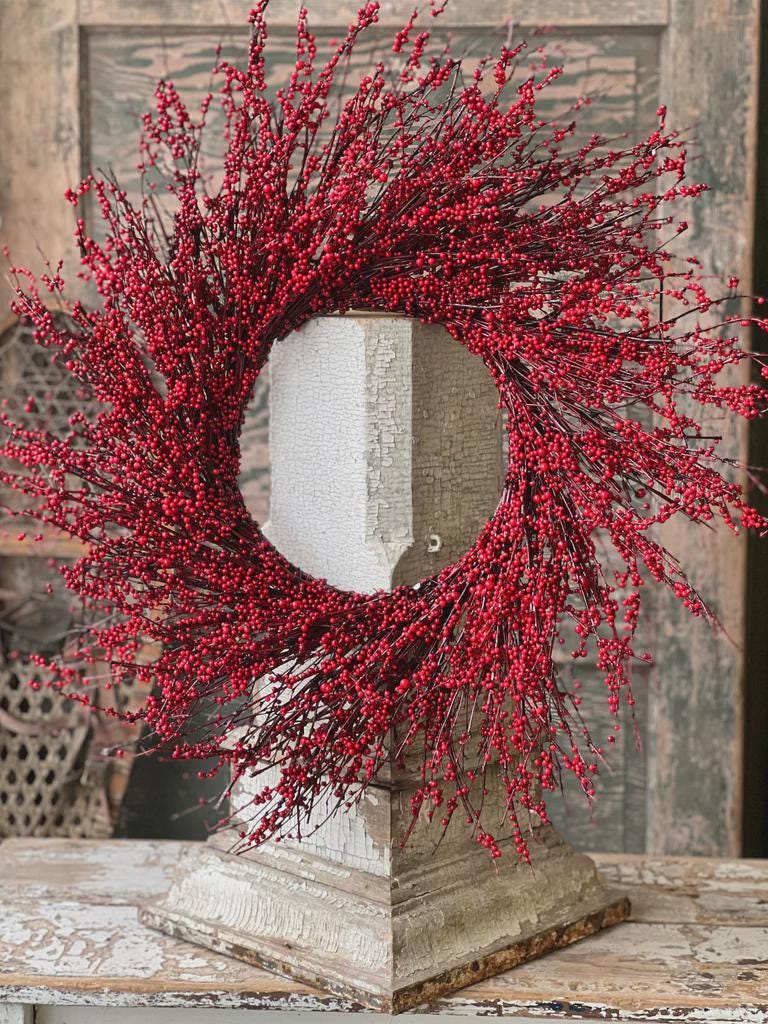 Faux Red Berry Wreath - 26 Inch Winter Wreath