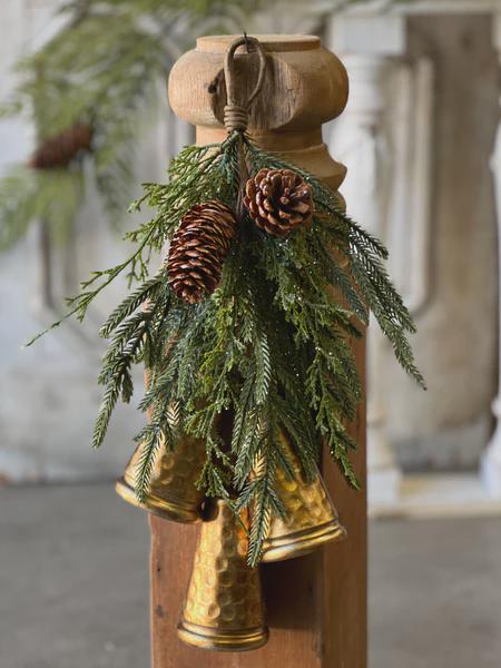 Christmas Greens Drop with Bells - 17.75 Inch Pine Swag