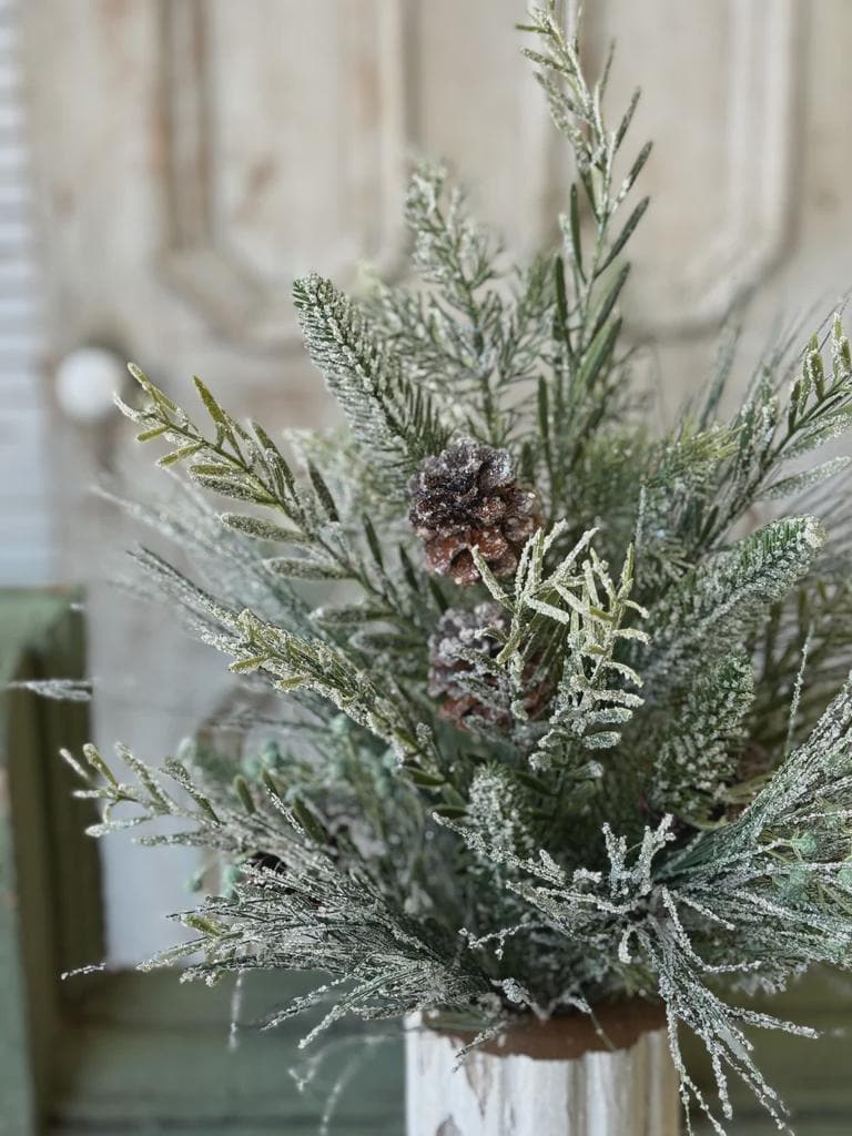 Snow Covered Pine Pick: Christmas Greens, Winter Wreath Supply