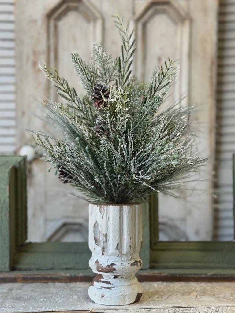 Snow Covered Pine Pick: Christmas Greens, Winter Wreath Supply