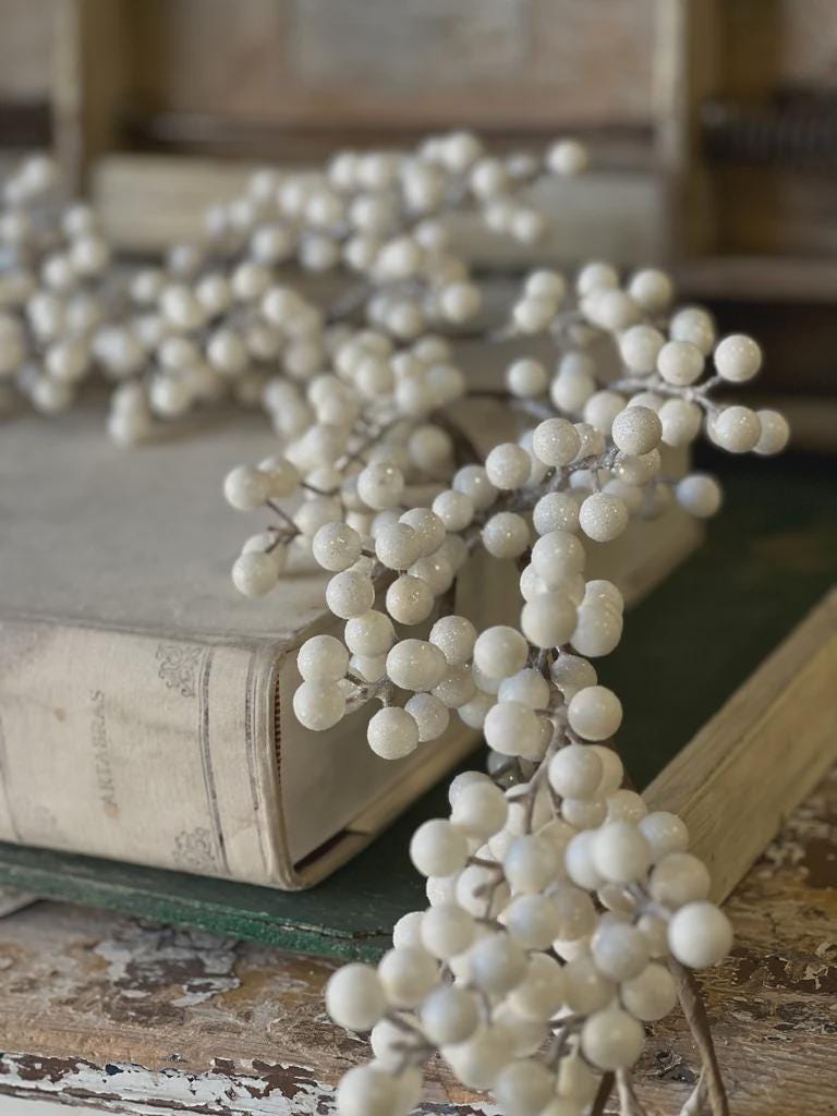 Faux Icy White Berry Garland - 5 Foot Christmas Garland