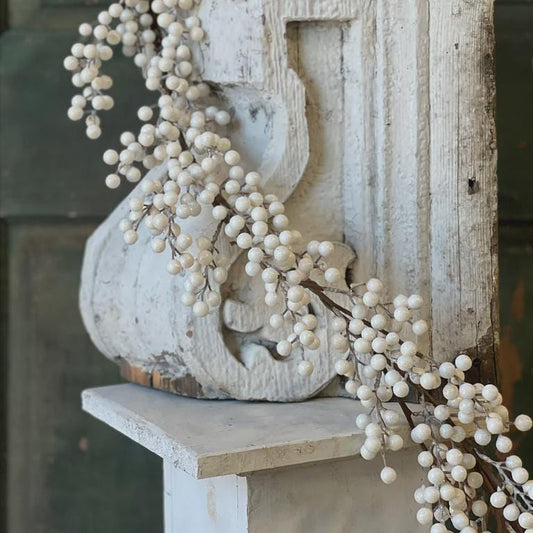 Faux Icy White Berry Garland - 5 Foot Christmas Garland