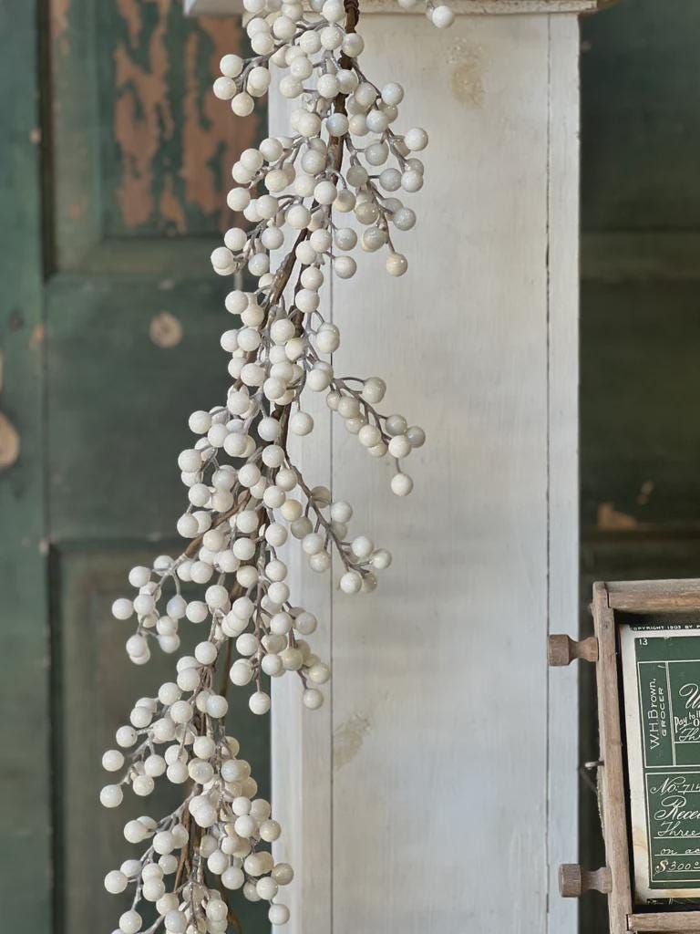 Faux Icy White Berry Garland - 5 Foot Christmas Garland