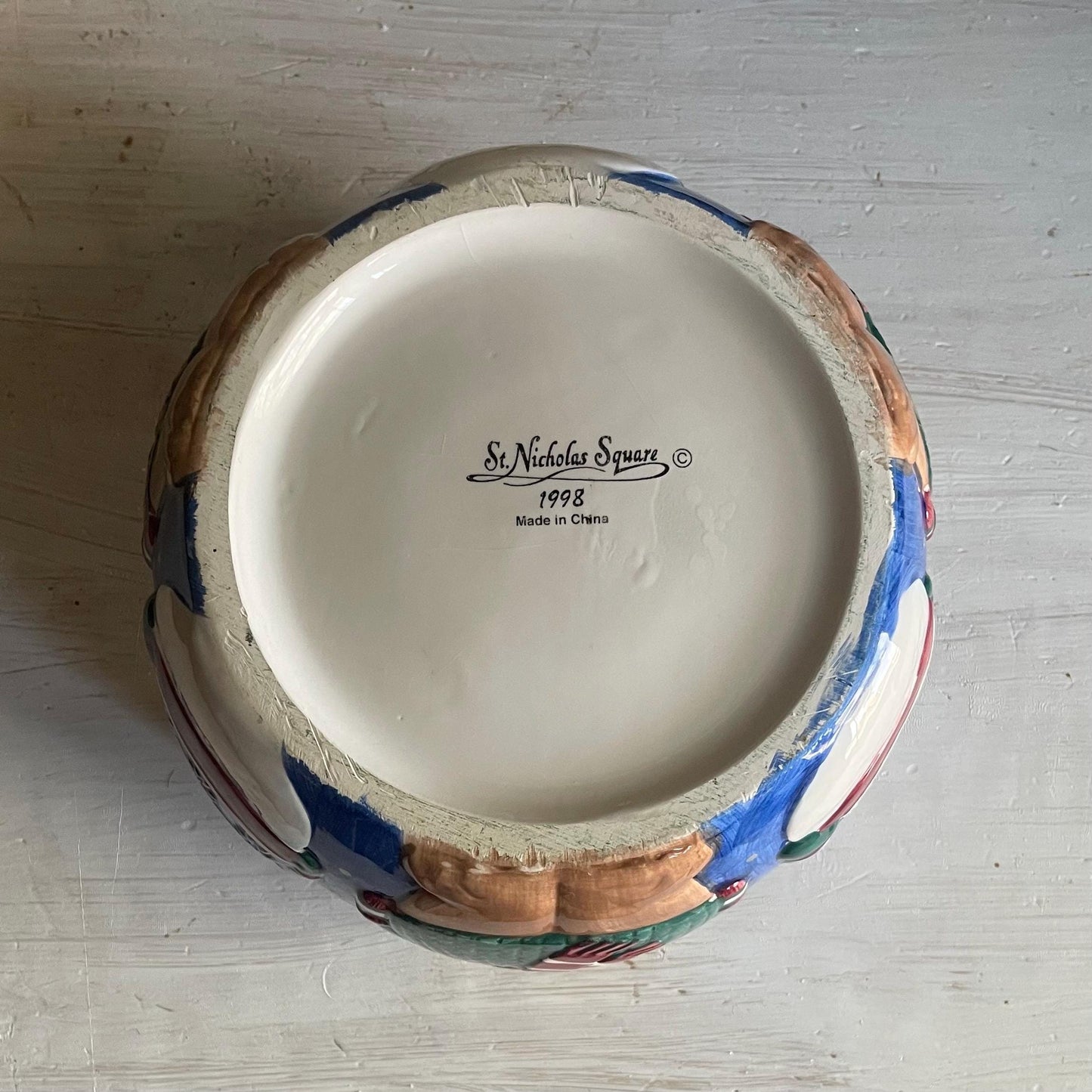 St Nicholas Square 1999 Snowman Bowl | Vintage Christmas Serving Dish 9"