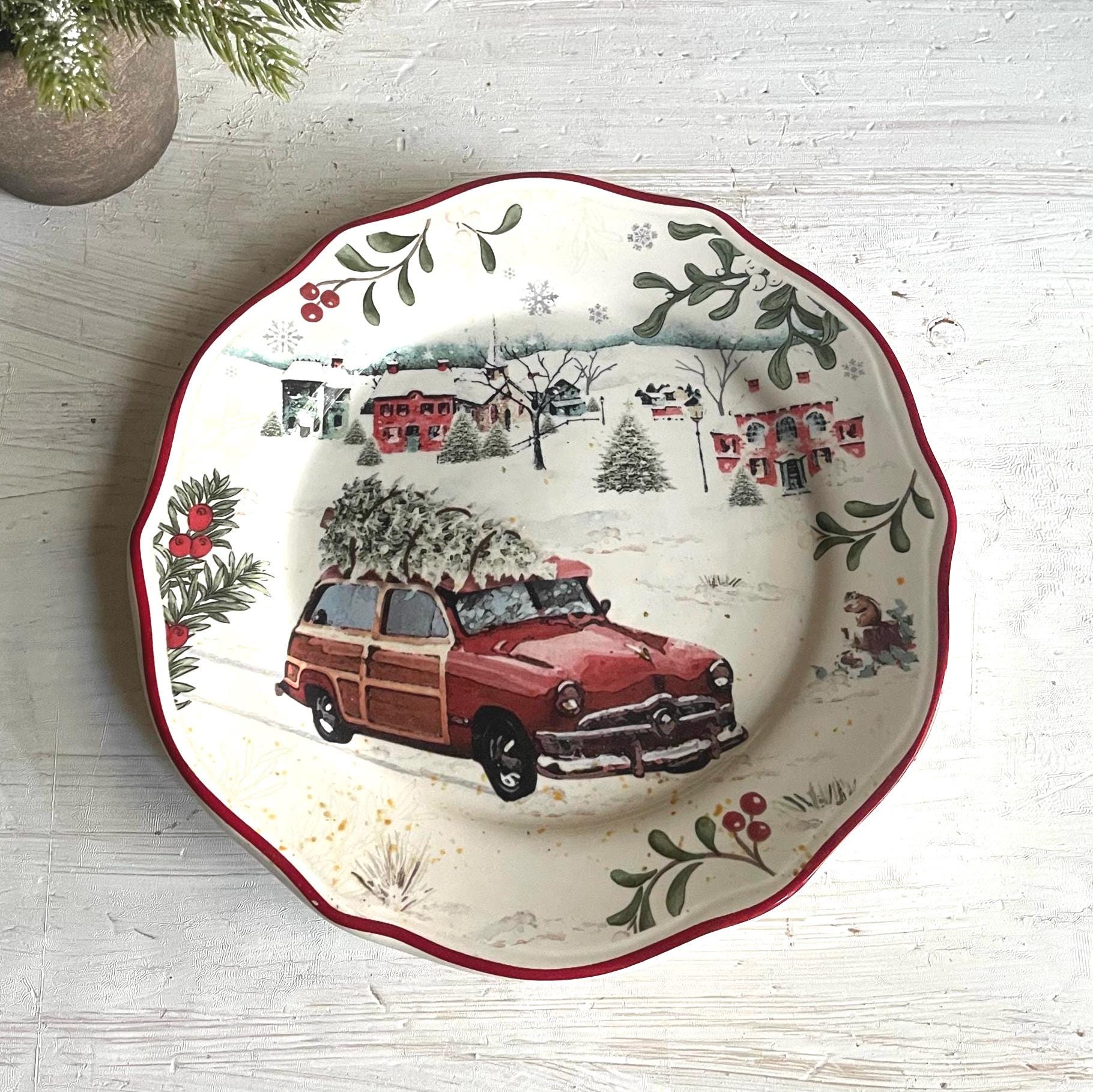 Better Homes & Gardens Heritage Christmas Plate | Vintage Wagon Salad Plate 8.75"