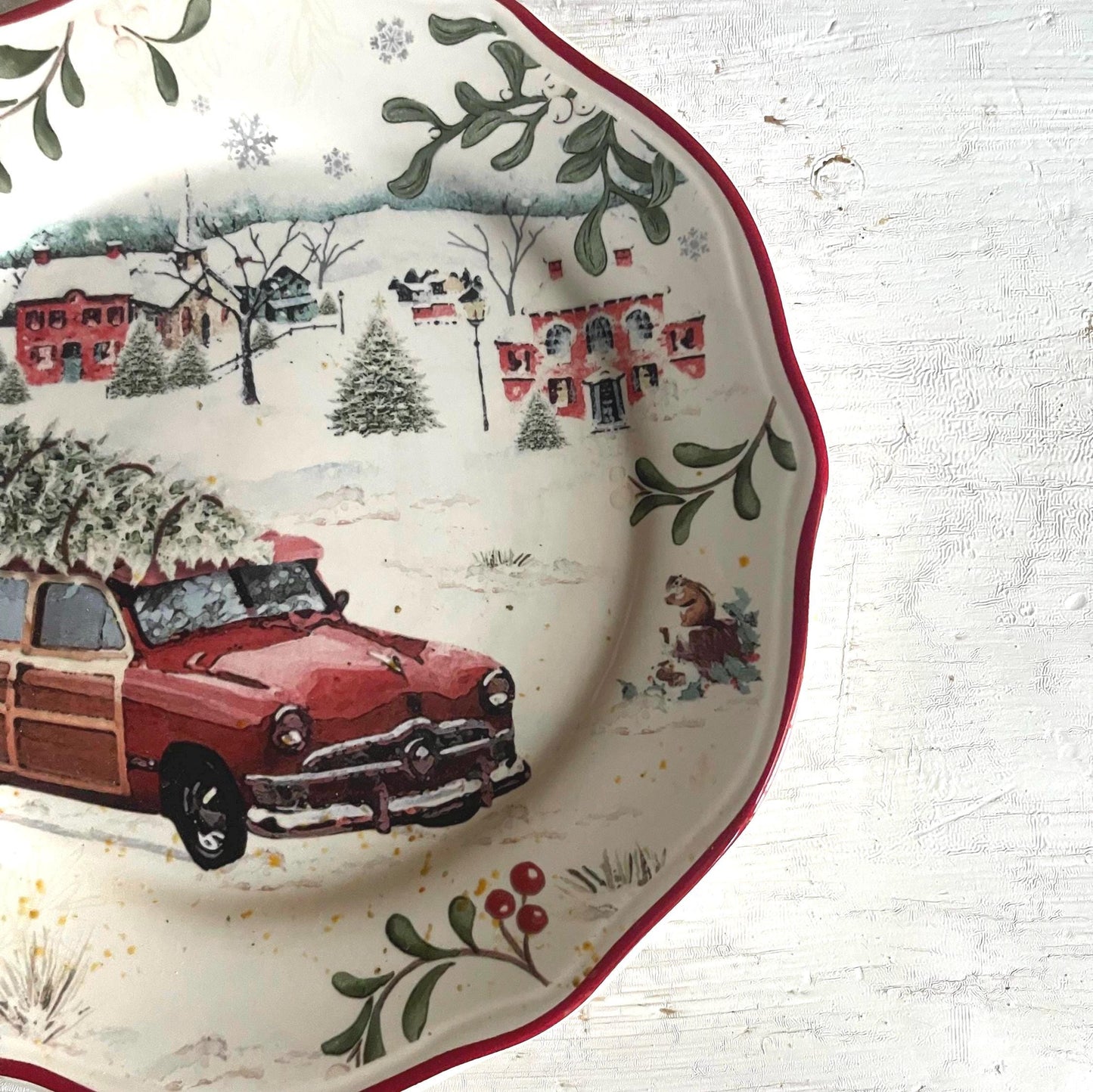 Better Homes & Gardens Heritage Christmas Plate | Vintage Wagon Salad Plate 8.75"