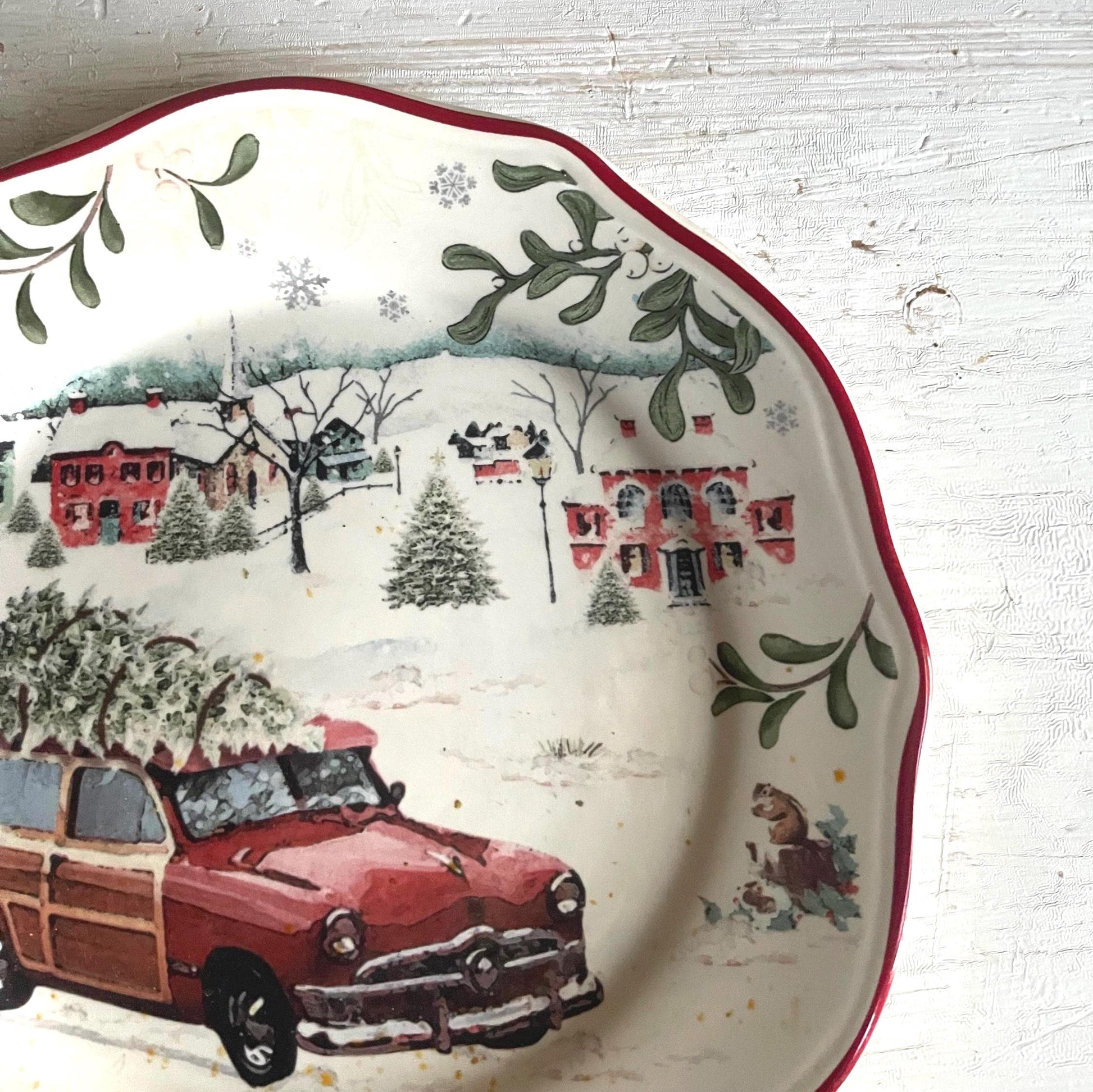Better Homes & Gardens Heritage Christmas Plate | Vintage Wagon Salad Plate 8.75"
