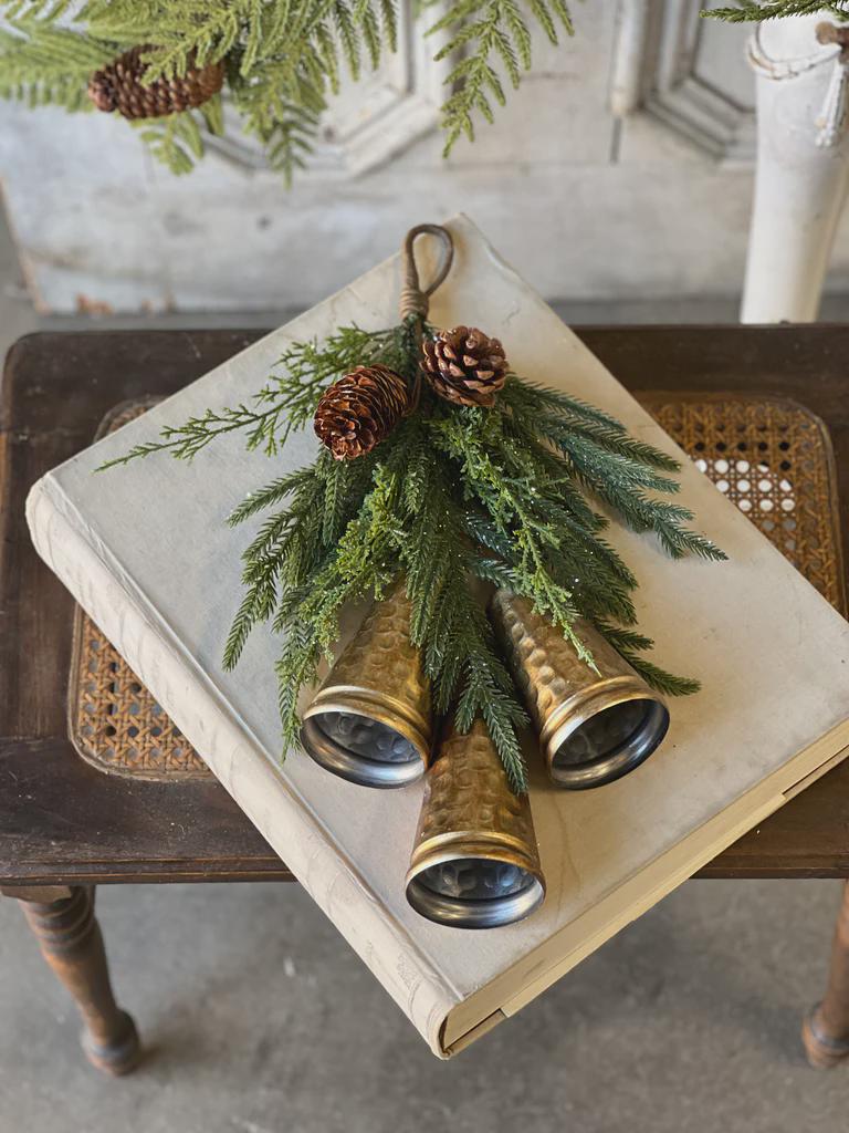 Christmas Greens Drop with Bells - 17.75 Inch Pine Swag