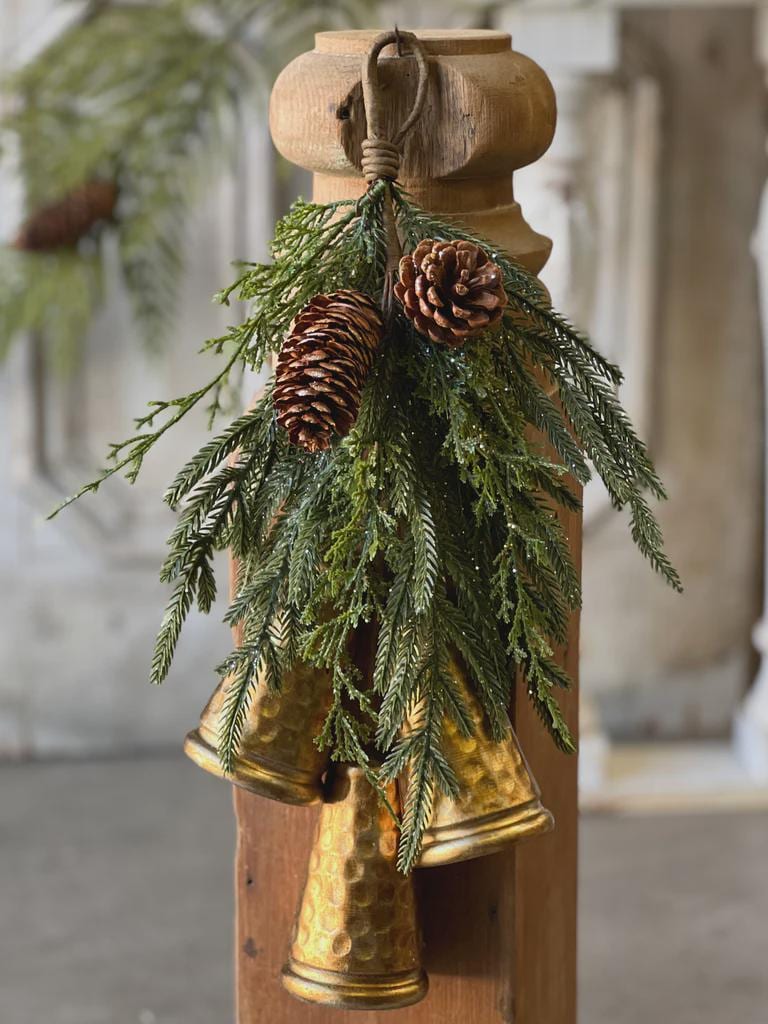 Christmas Greens Drop with Bells - 17.75 Inch Pine Swag
