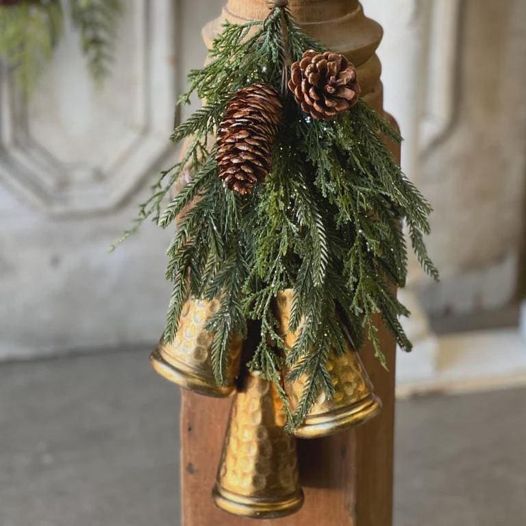 Christmas Greens Drop with Bells - 17.75 Inch Pine Swag
