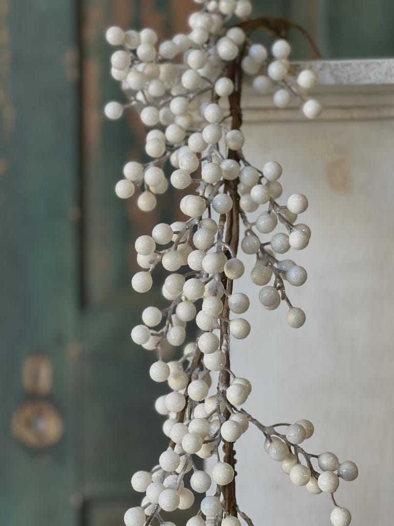 Faux Icy White Berry Garland - 5 Foot Christmas Garland