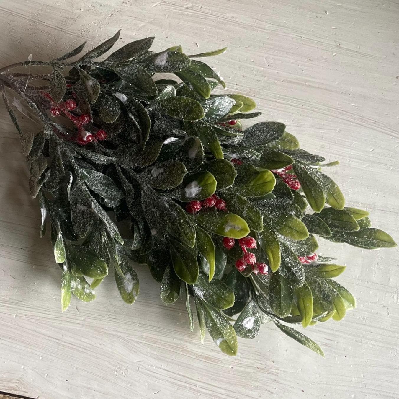 Snow Covered Holly and Berry Stems: Christmas Vase Filler, 23-Inch Pick