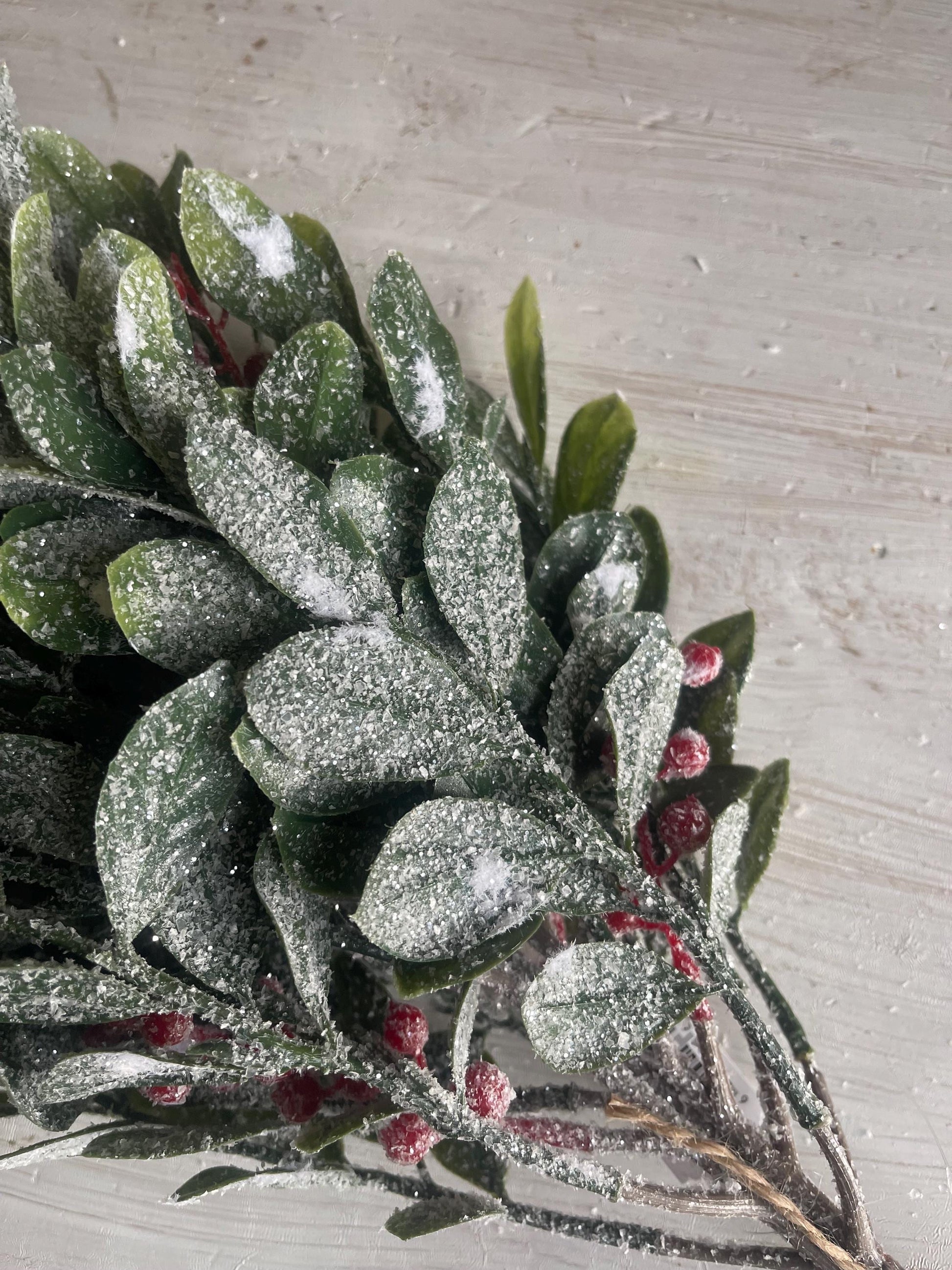 Snow Covered Holly and Berry Stems: Christmas Vase Filler, 23-Inch Pick