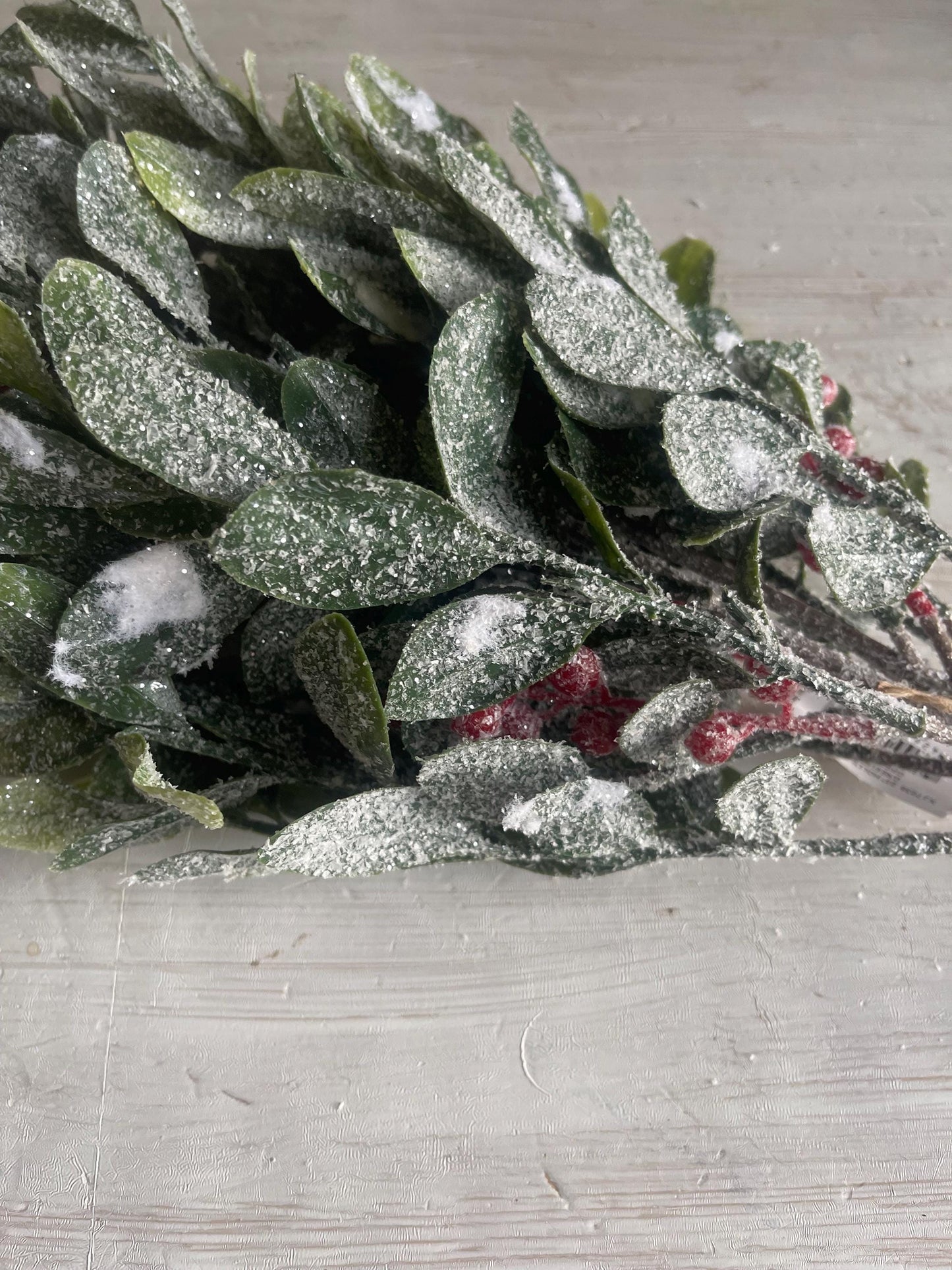 Snow Covered Holly and Berry Stems: Christmas Vase Filler, 23-Inch Pick