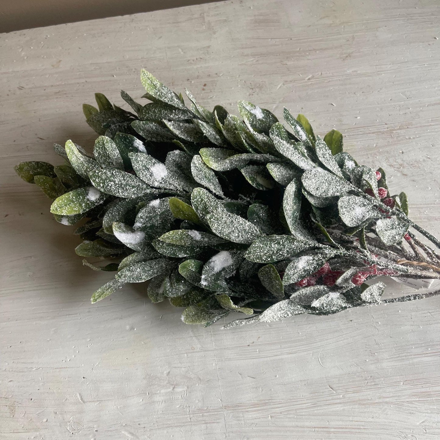 Snow Covered Holly and Berry Stems: Christmas Vase Filler, 23-Inch Pick