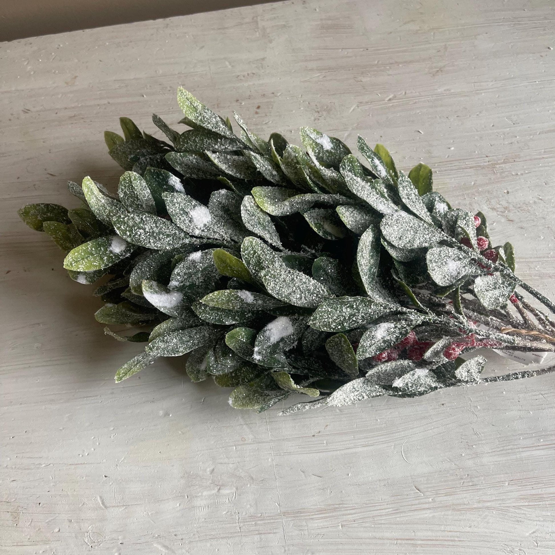Snow Covered Holly and Berry Stems: Christmas Vase Filler, 23-Inch Pick
