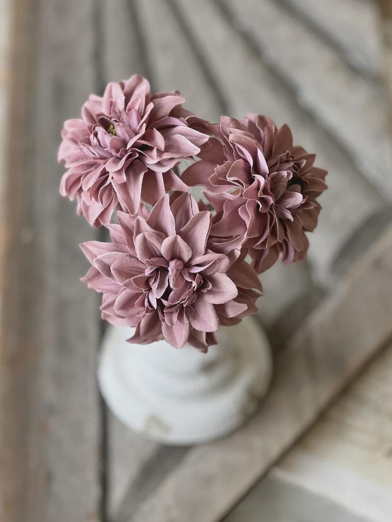 Pink Dahlia Stem Bundle - Fall Faux Floral: 10-Inch