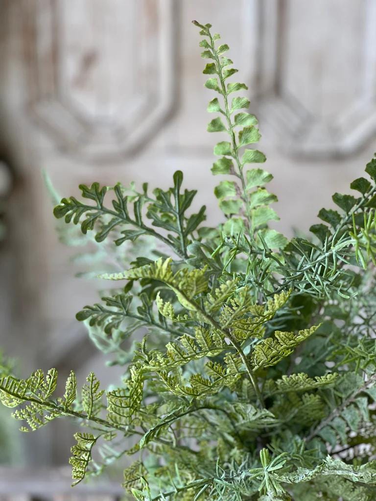 Artificial Fern Bush, 20" Faux Greenery