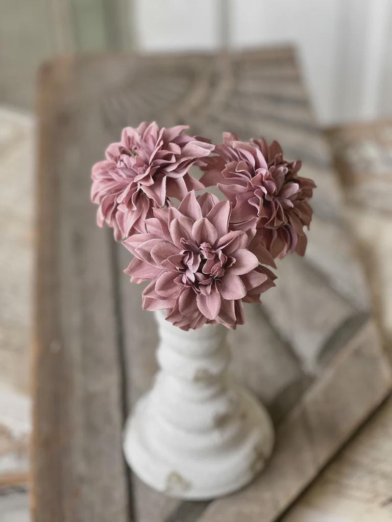 Pink Dahlia Stem Bundle - Fall Faux Floral: 10-Inch