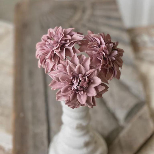 Pink Dahlia Stem Bundle - Fall Faux Floral: 10-Inch