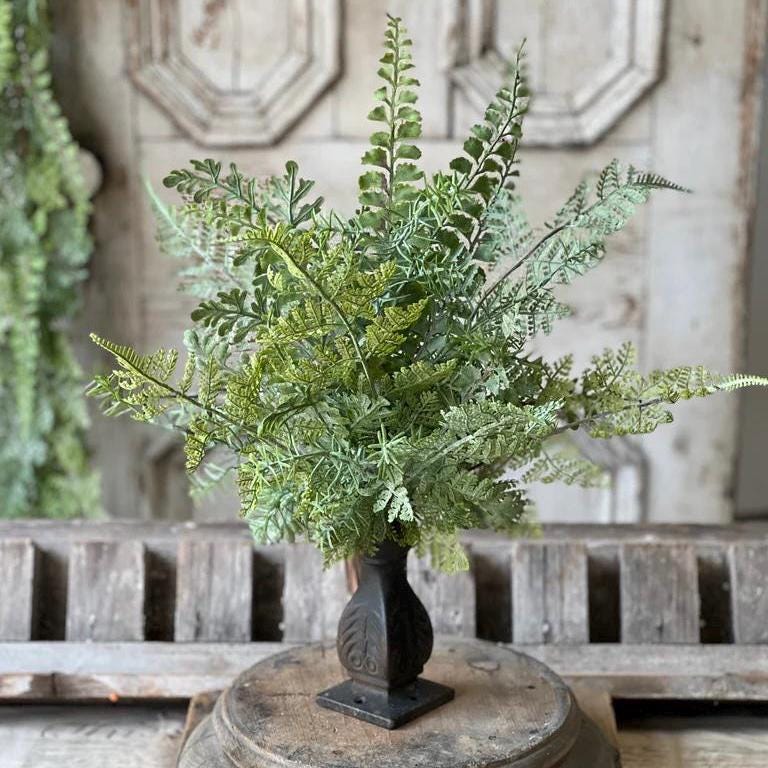 Artificial Fern Bush, 20" Faux Greenery