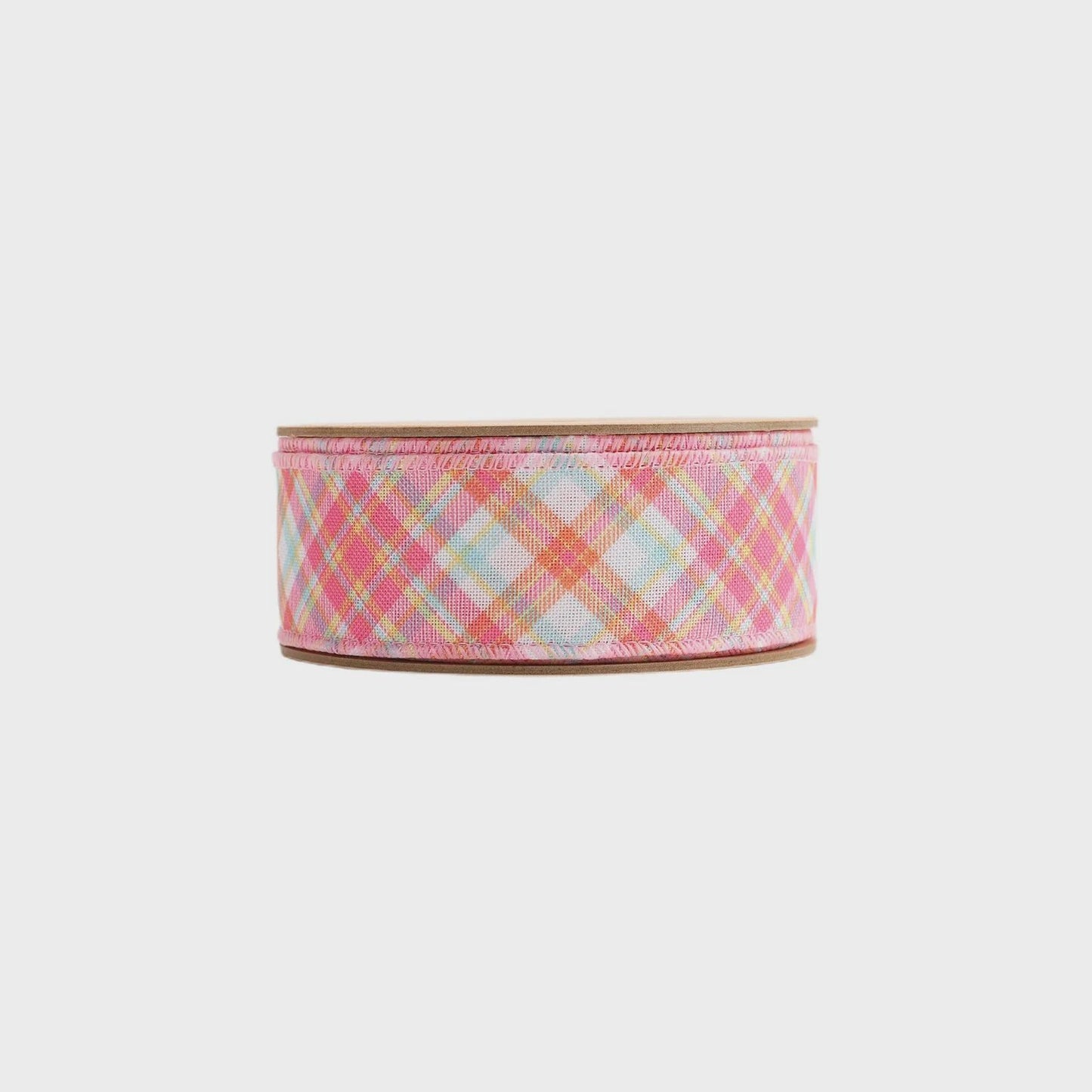Pink Plaid Bias 1.5 Inch Spring Ribbon - Easter Ribbon