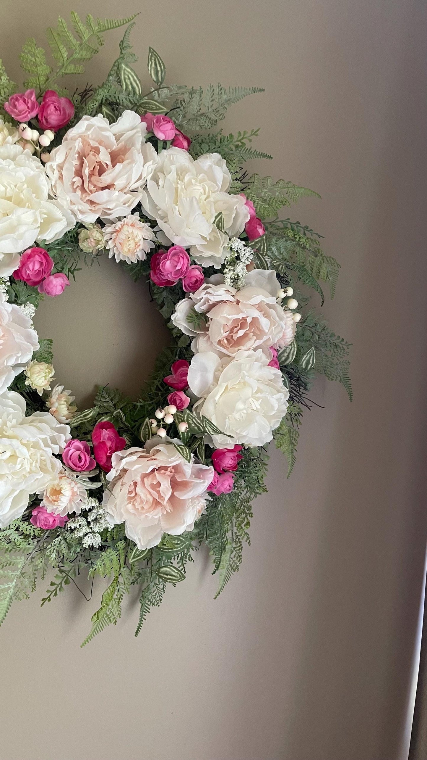 Spring Peony Wreath - Farmhouse Decor
