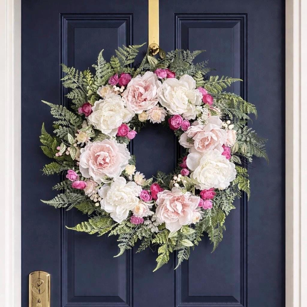 Spring Peony Wreath - Farmhouse Decor