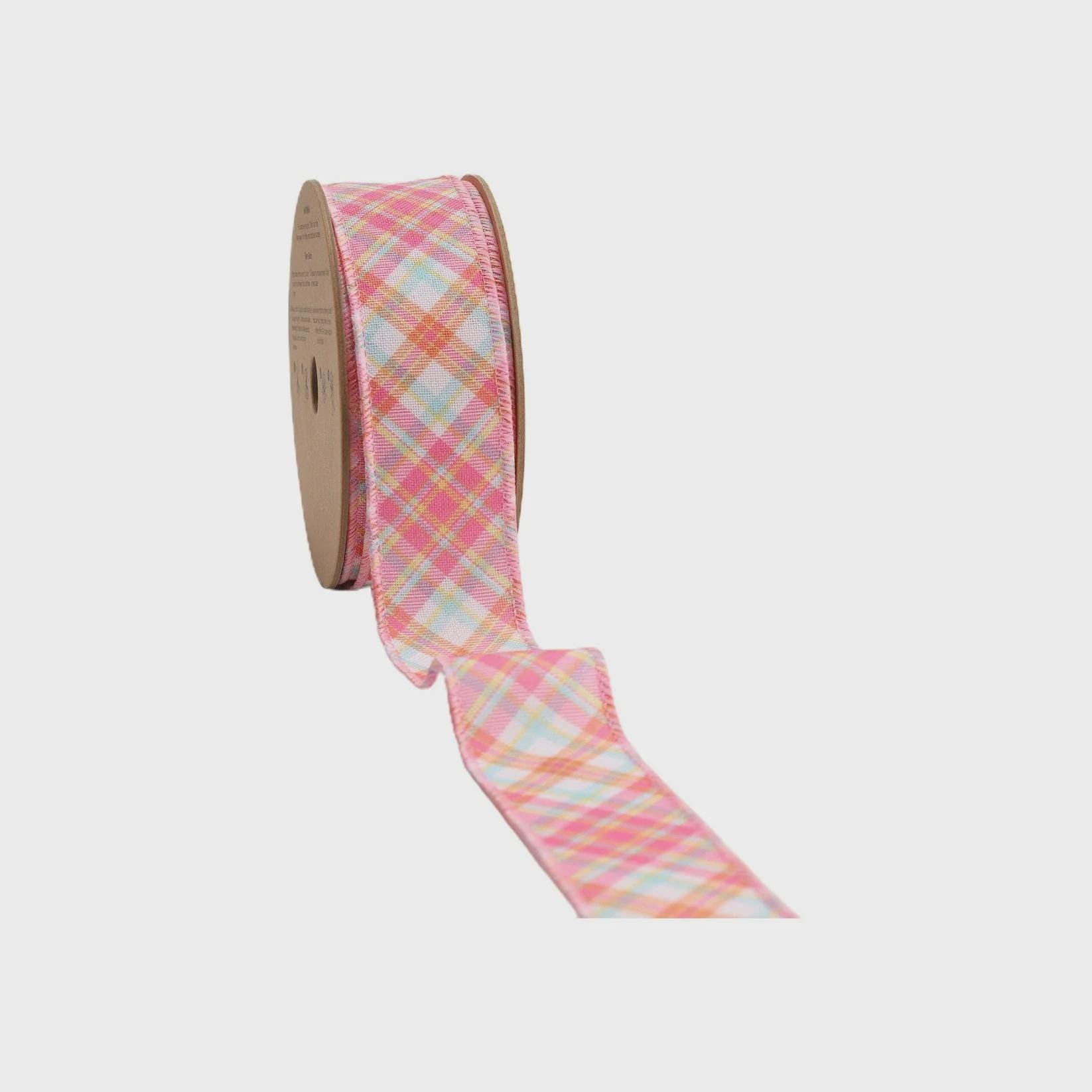 Pink Plaid Bias 1.5 Inch Spring Ribbon - Easter Ribbon