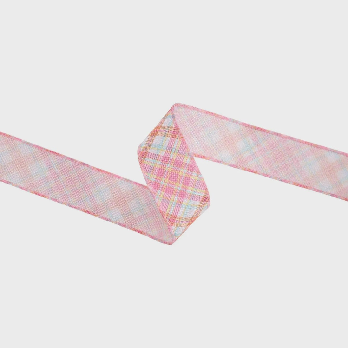 Pink Plaid Bias 1.5 Inch Spring Ribbon - Easter Ribbon