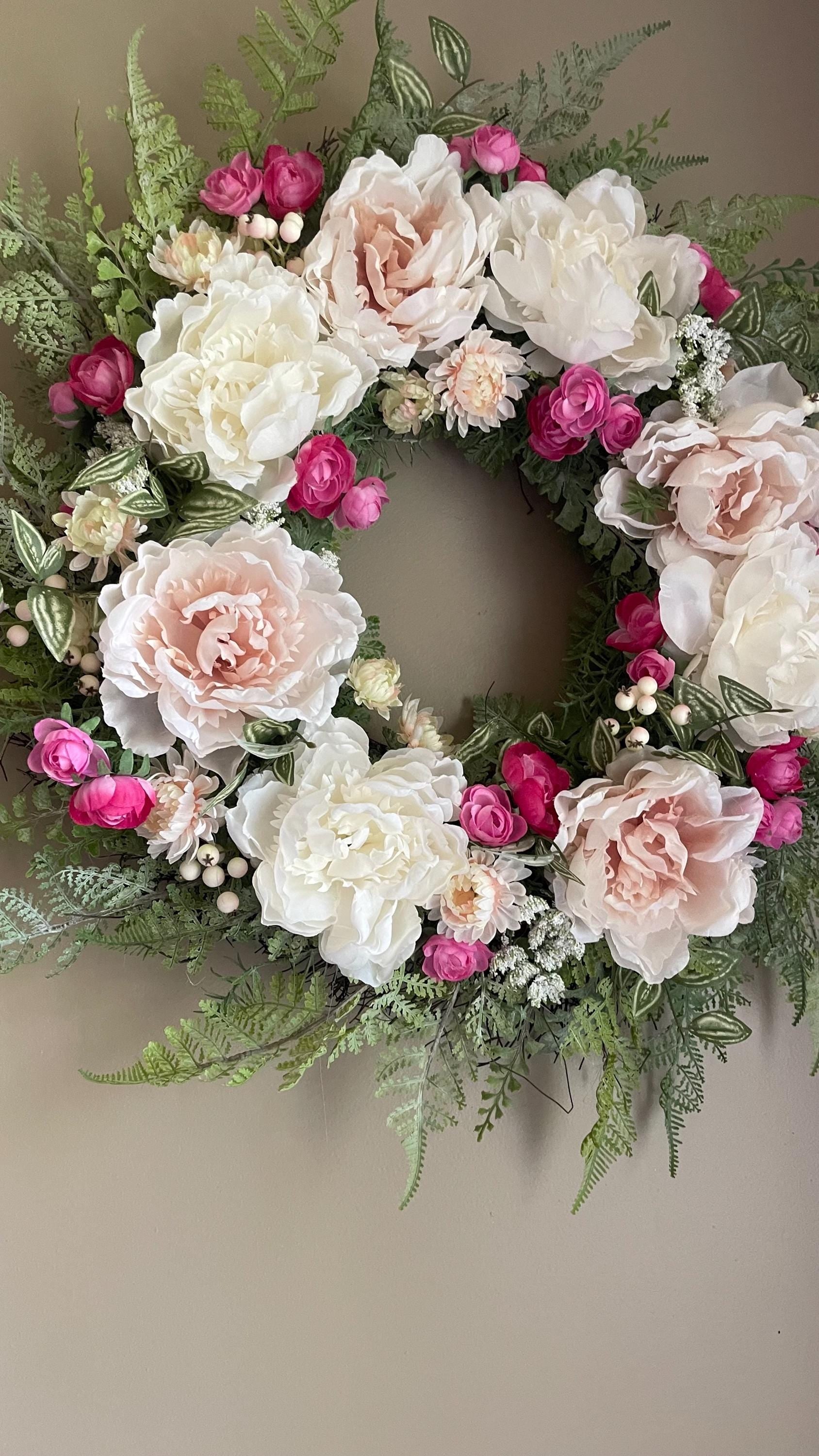 Spring Peony Wreath - Farmhouse Decor