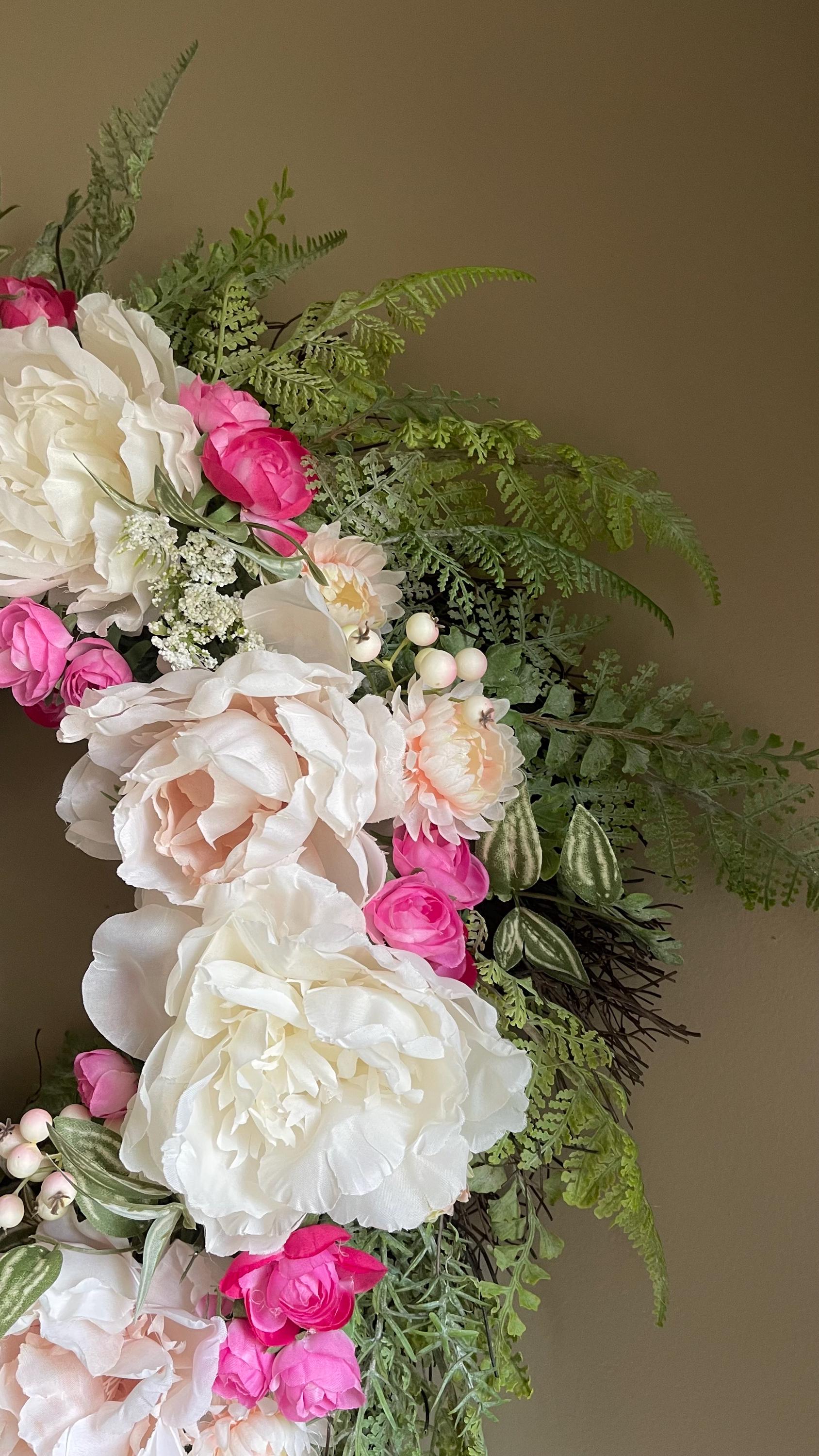 Spring Peony Wreath - Farmhouse Decor