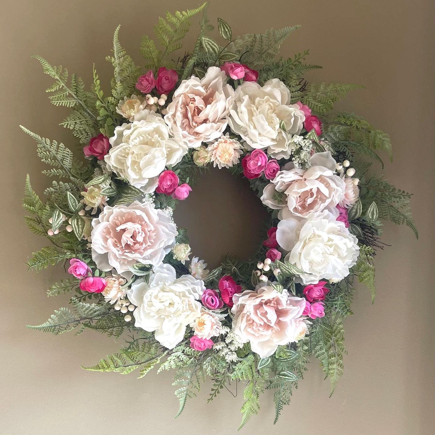 Spring Peony Wreath - Farmhouse Decor
