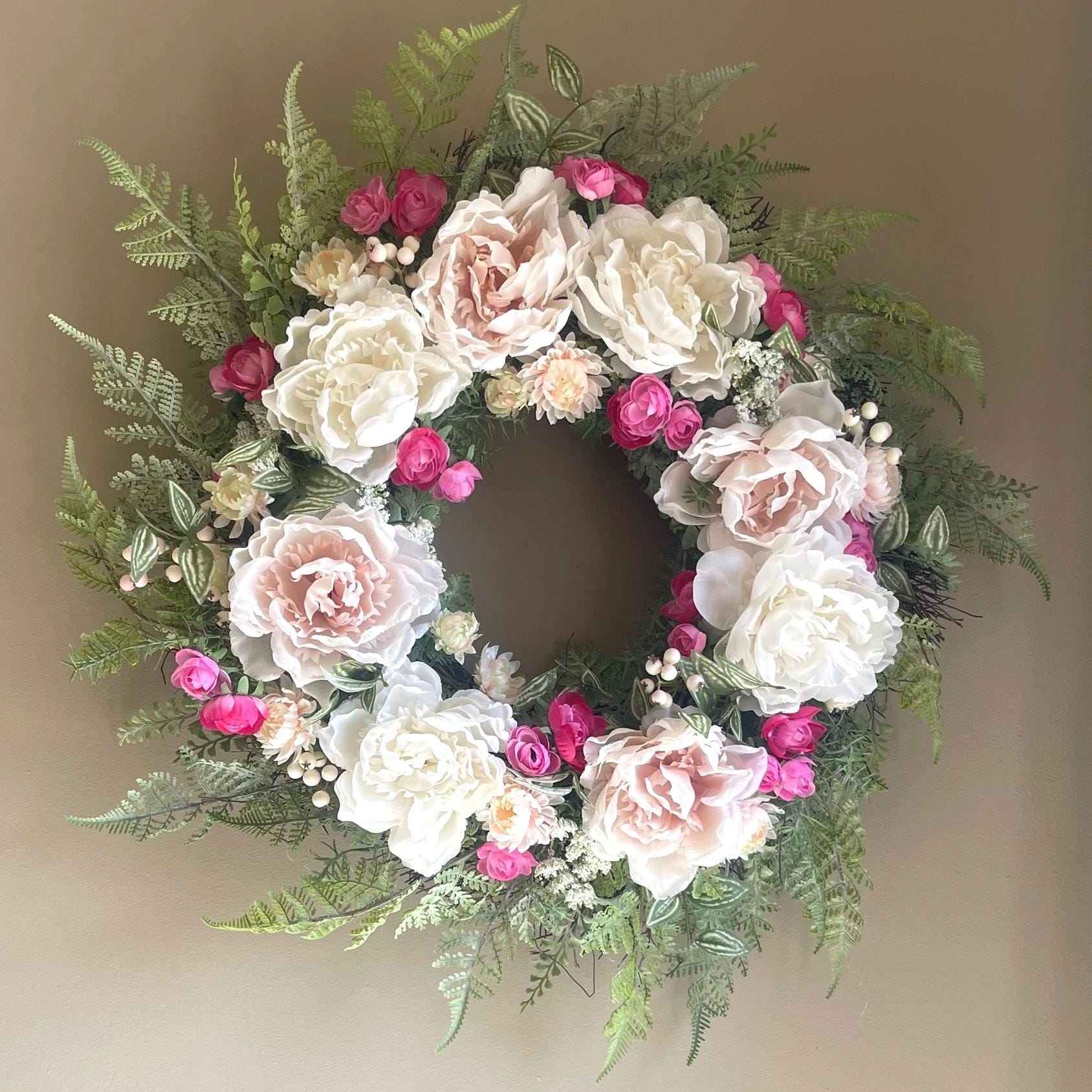 Spring Peony Wreath - Farmhouse Decor