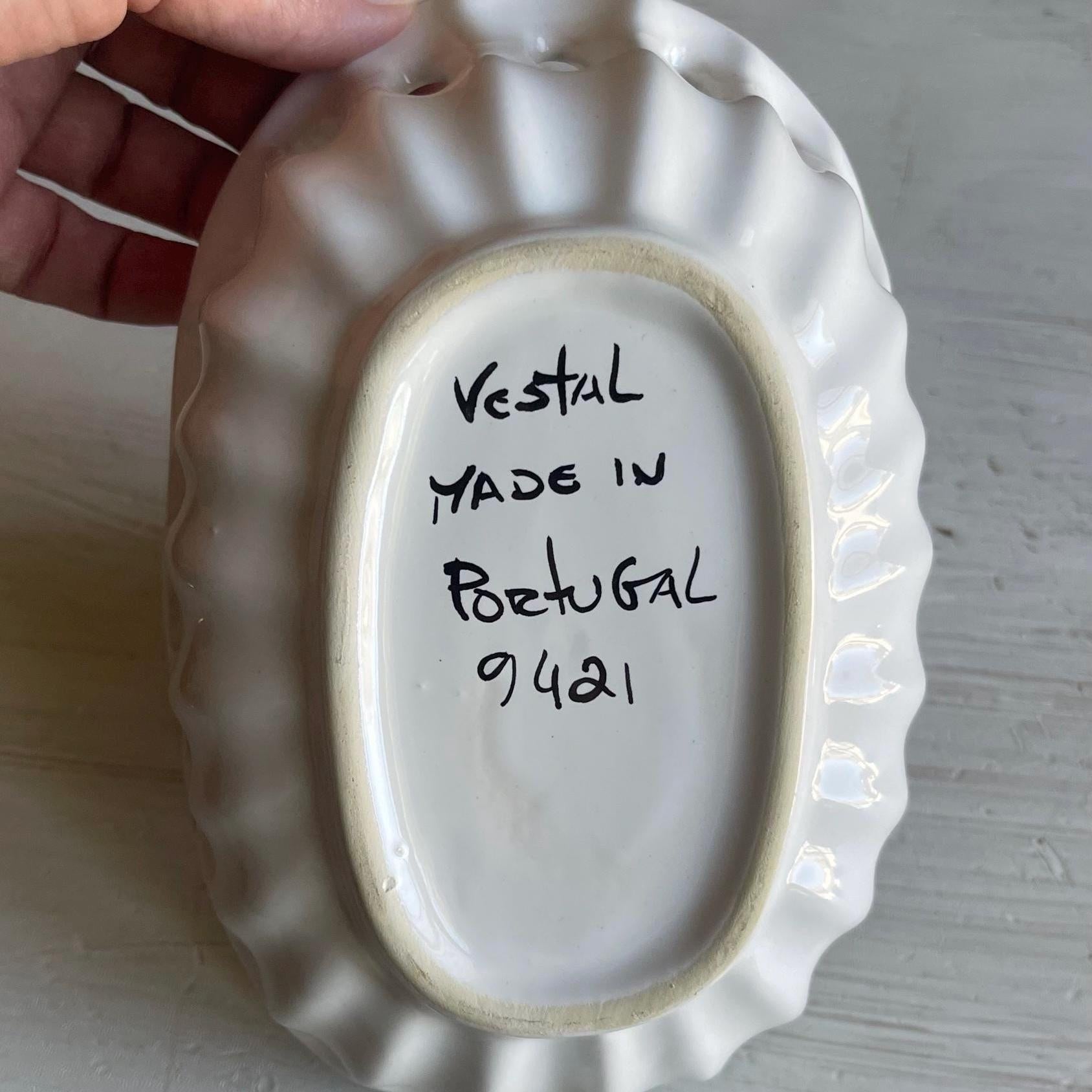 Vintage Portuguese Pottery Basket | Hand-Painted Ceramic Basket