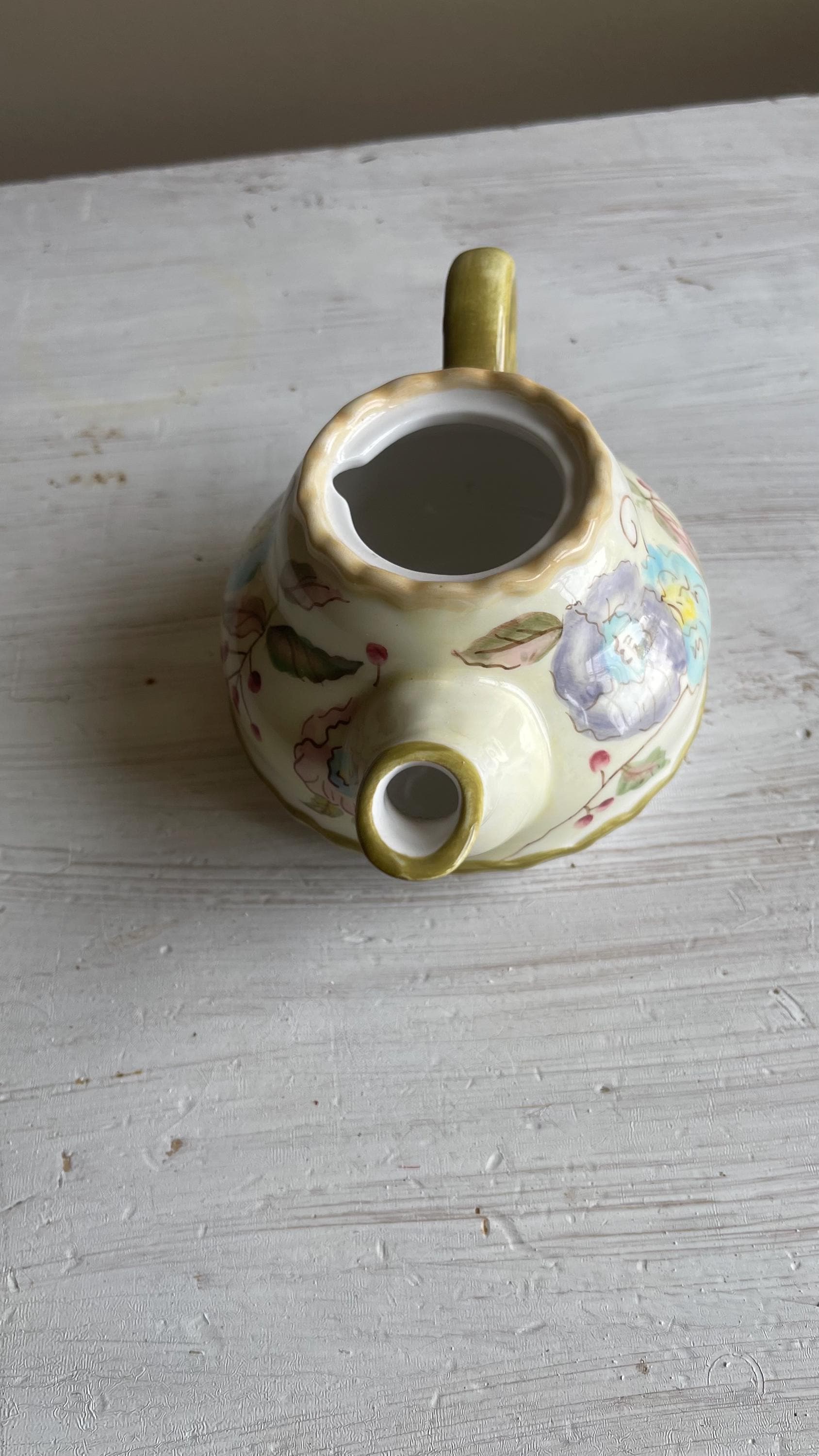 Vintage Tracy Porter 3-Piece Stacking Tea for One Set | Hand-Painted Floral Teapot & Cup