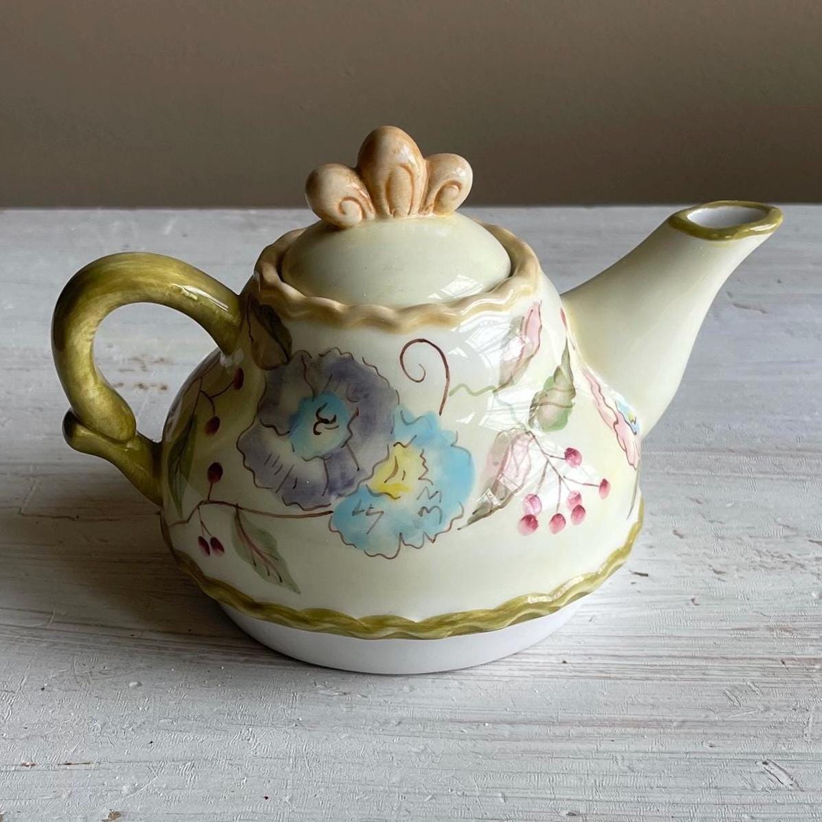 Vintage Tracy Porter 3-Piece Stacking Tea for One Set | Hand-Painted Floral Teapot & Cup