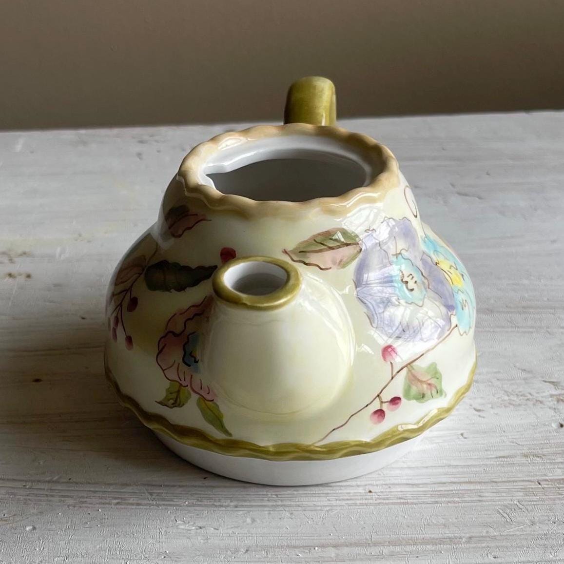Vintage Tracy Porter 3-Piece Stacking Tea for One Set | Hand-Painted Floral Teapot & Cup