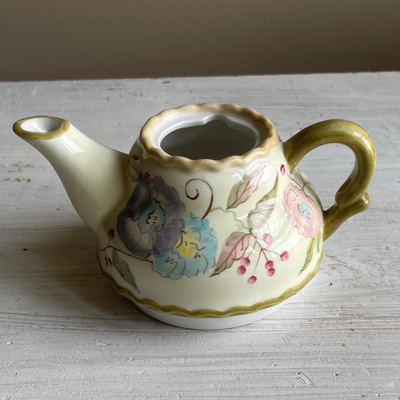 Vintage Tracy Porter 3-Piece Stacking Tea for One Set | Hand-Painted Floral Teapot & Cup