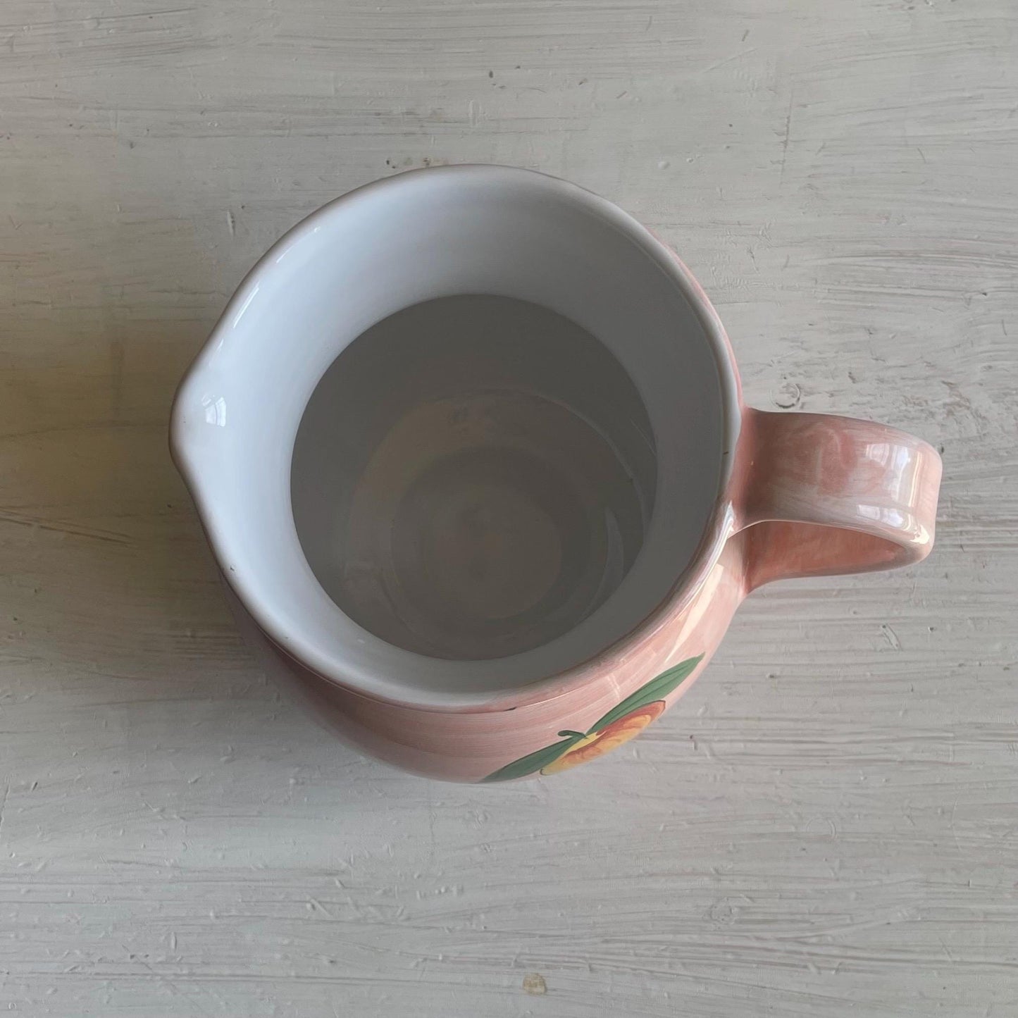 Vintage Italian Pottery Pitcher: Hand-Painted Strawberry Vine, Farmhouse Decor