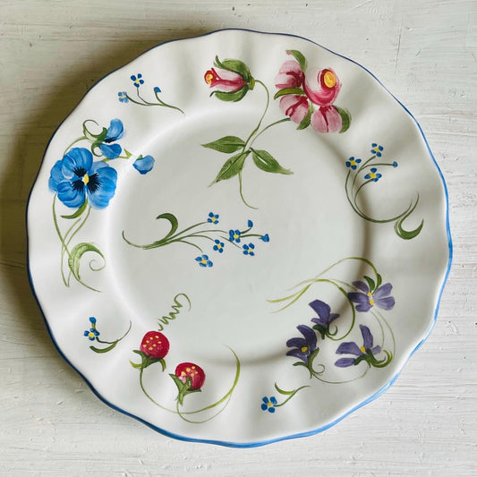 Blue Ridge Pottery Handpainted Floral Dinner Plate – Pamela Silin-Palmer Design, 10.5 Inch