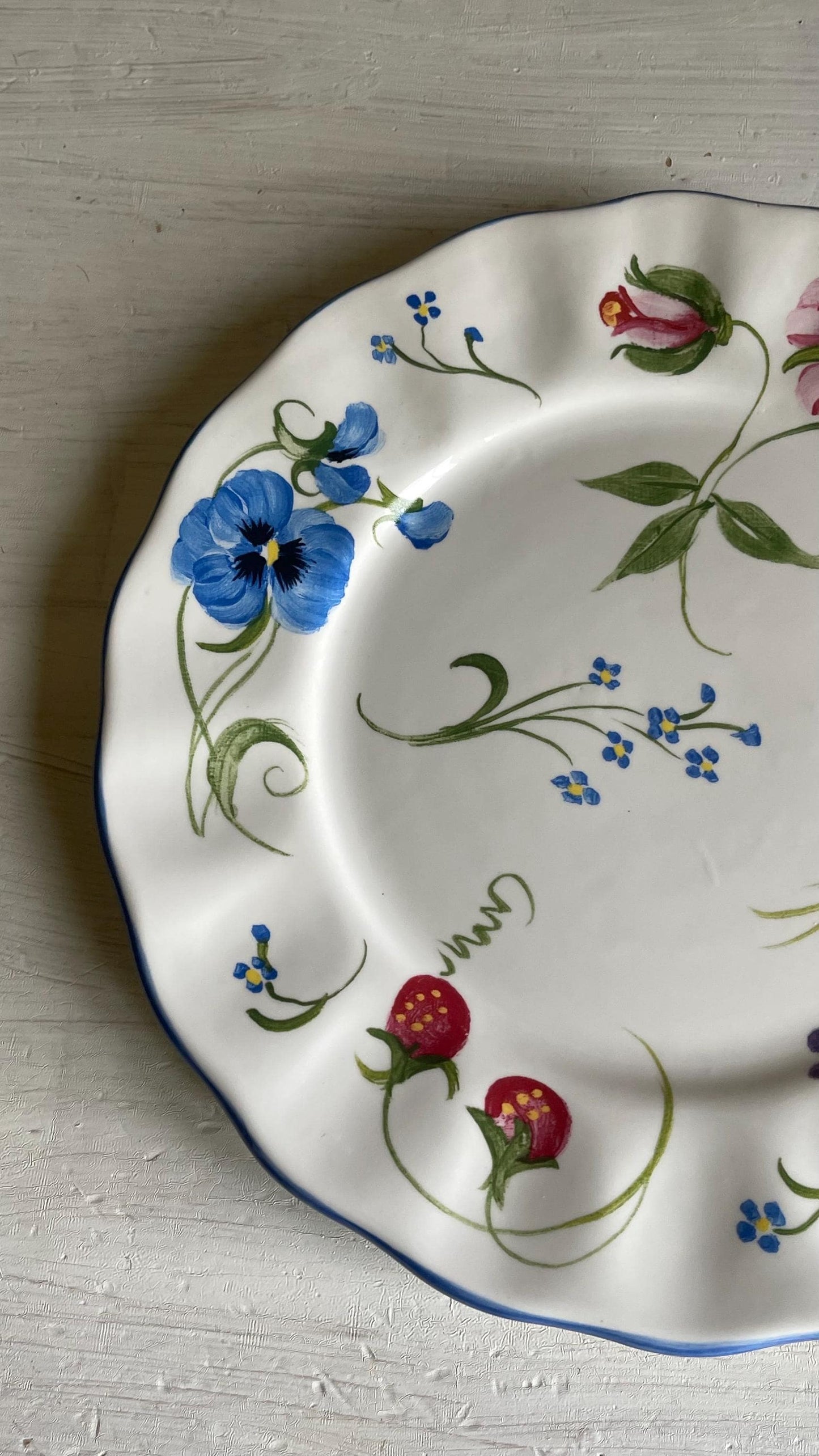 Blue Ridge Pottery Handpainted Floral Dinner Plate – Pamela Silin-Palmer Design, 10.5 Inch