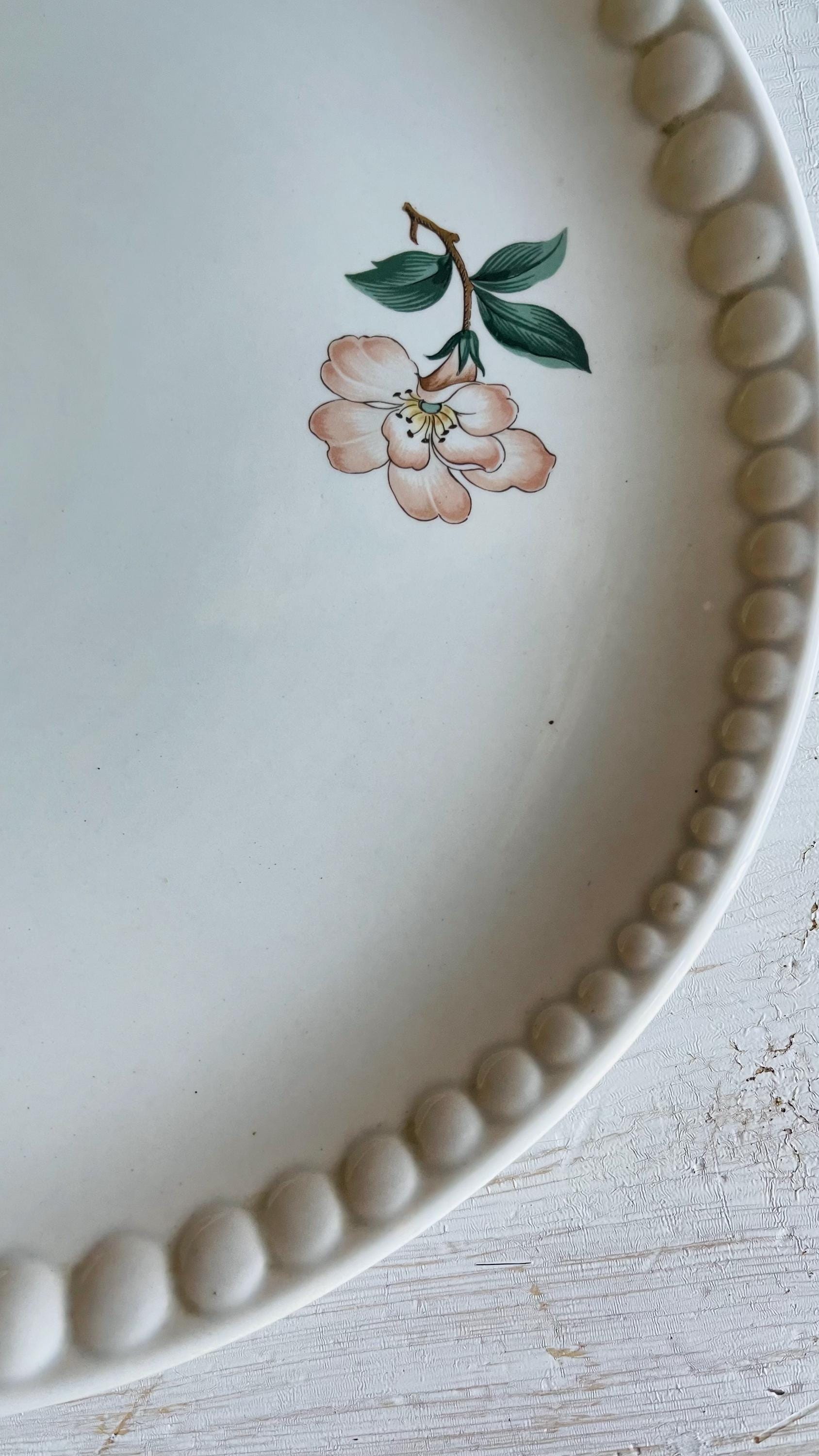 Vintage Crooksville Dogwood Round Platter | Mid-Century Floral Serving Platter